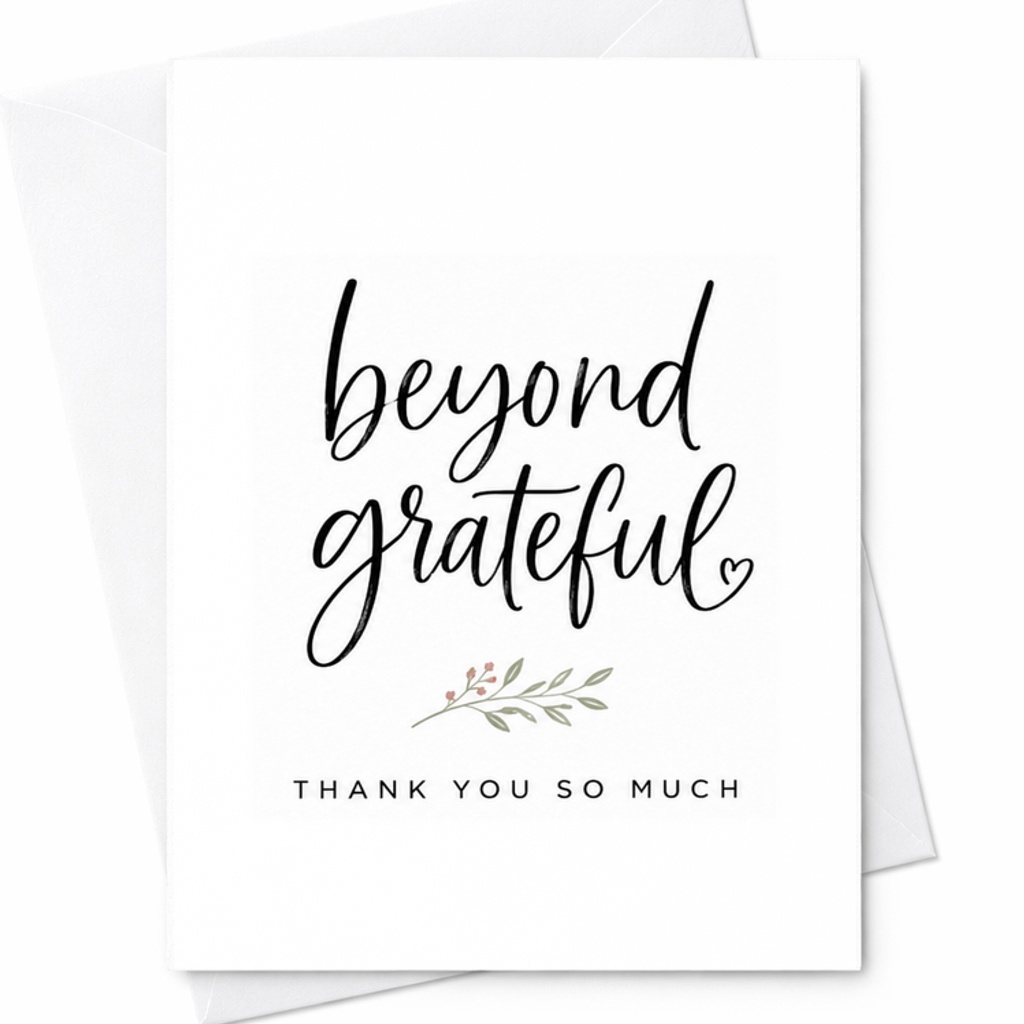 Beyond Grateful Thank You Card, Thank You So Much Card, Appreciation Card, Gratitude Card, Minimal Thank You C2023