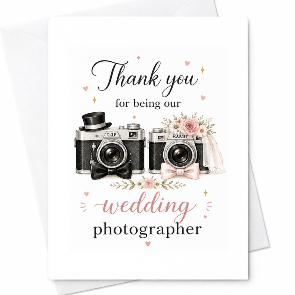 Thank You For Being Our Wedding Photographer Card, Wedding Photographer Thank You Card, Photography Vendor Appreciation Gift C2024