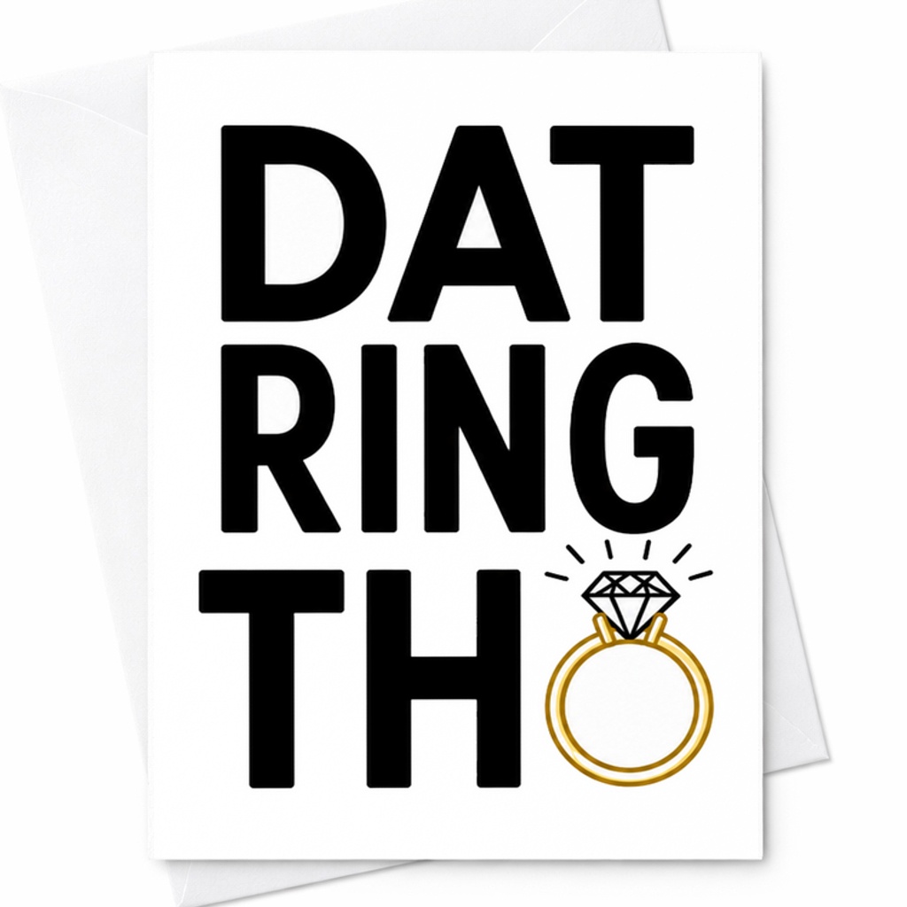 Dat Ring Tho Funny Wedding Card, Engagement Ring Card For Bride, Groom, Newlyweds And Wedding Couple C2035