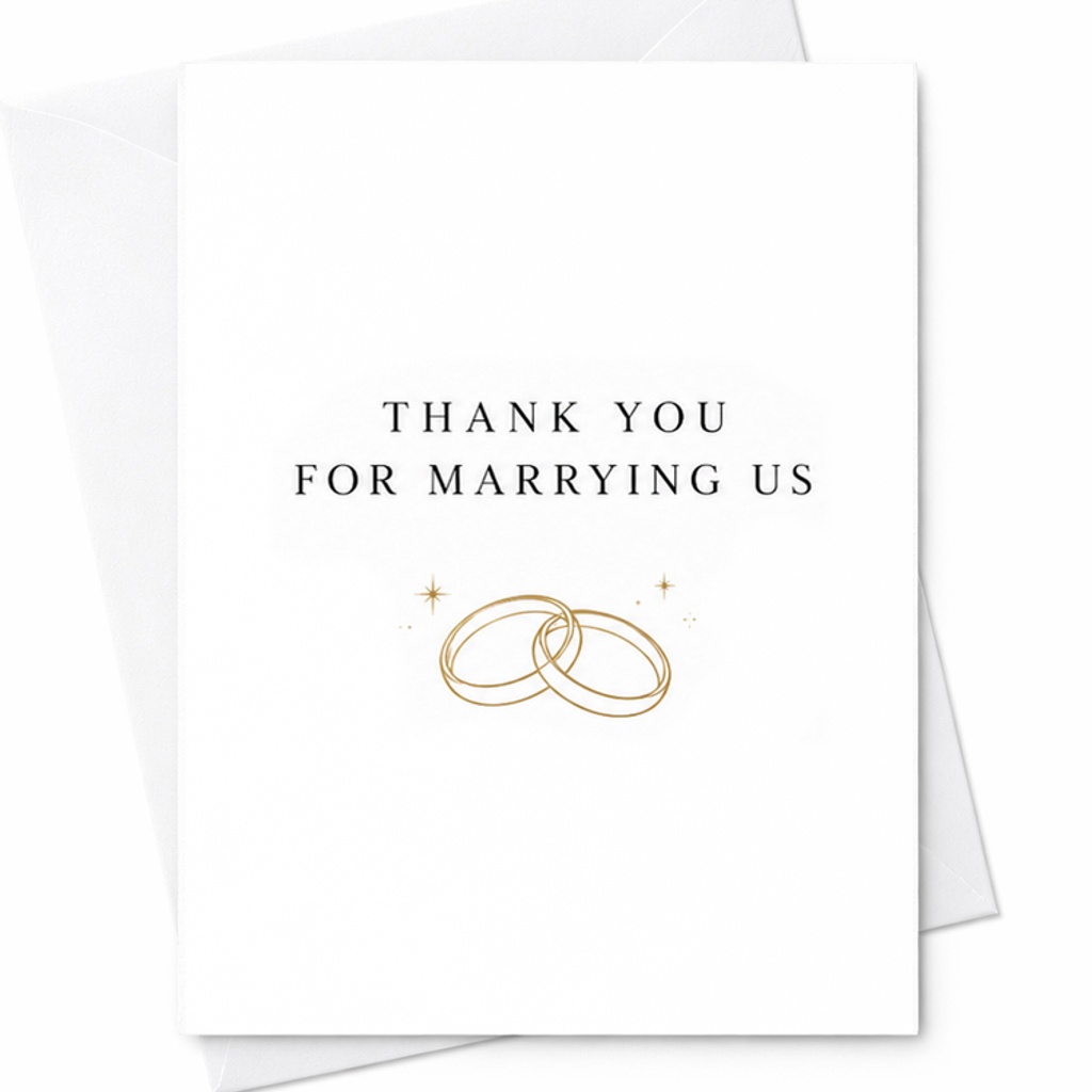 Thank You For Marrying Us Wedding Officiant Card, Thank You Card For Minister, Pastor, Celebrant With Rings C2037