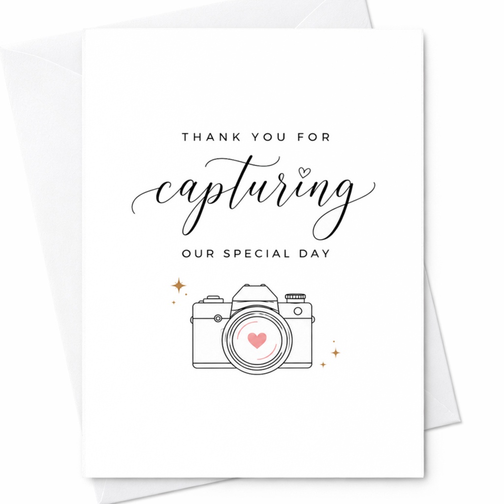 Thank You For Capturing Our Special Day Wedding Photographer Thank You Card, Appreciation Card From Bride And Groom C2045