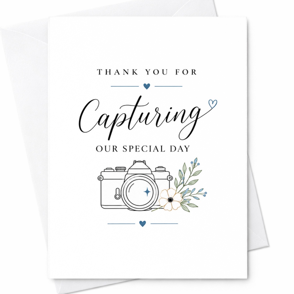 Thank You For Capturing Our Special Day Wedding Photographer Thank You Card, Appreciation From Bride And Groom C2046