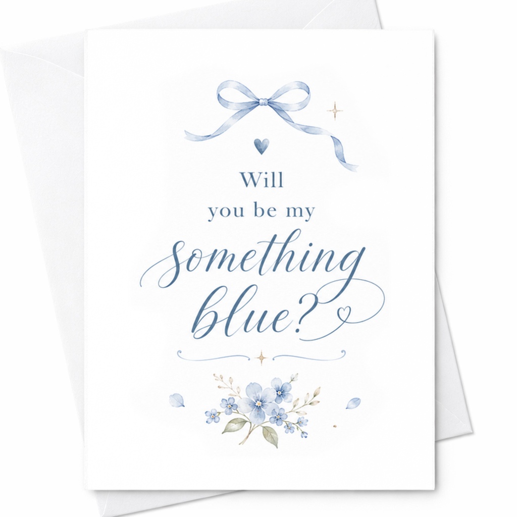 Will You Be My Something Blue Proposal Card, Bridal Party Proposal Card For Good Luck Charm Wedding Day C2050