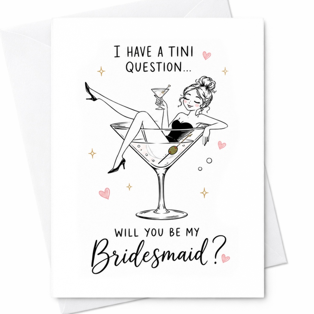 I Have A Tini Question Will You Be My Bridesmaid Card, Funny Bridesmaid Proposal Card For Bridal Party Best Friend C2051
