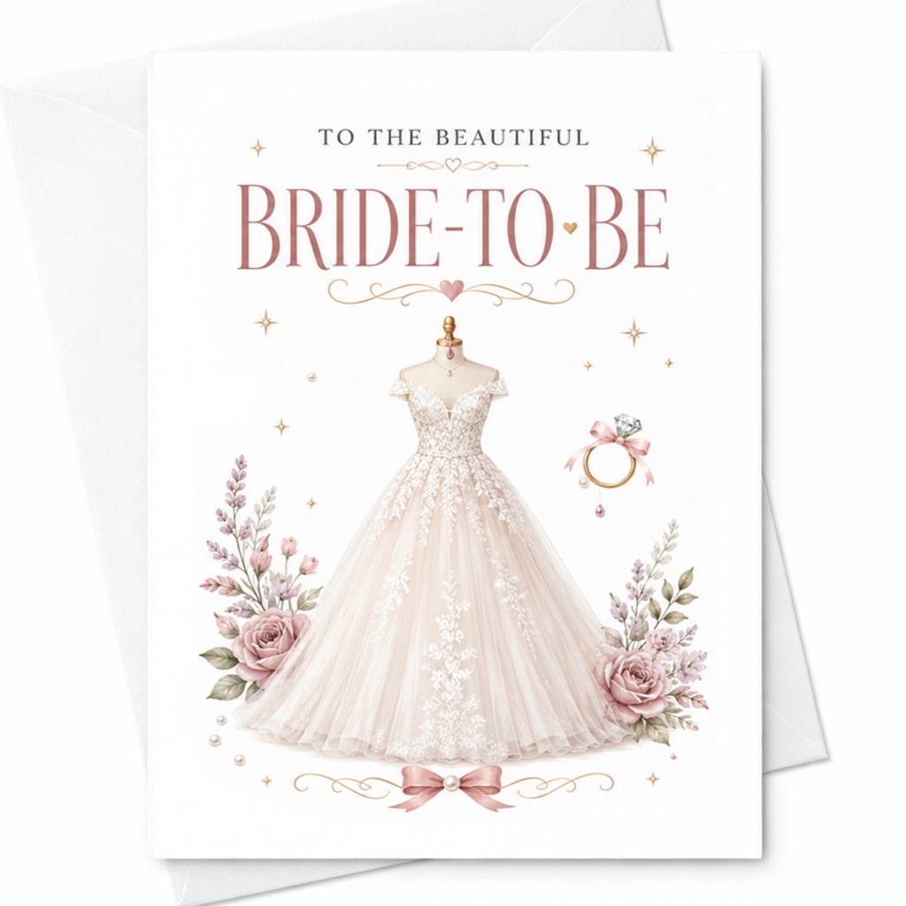 To The Beautiful Bride-to-be Card, Bridal Shower Card For Future Bride, Wedding Congratulations Engagement C2054