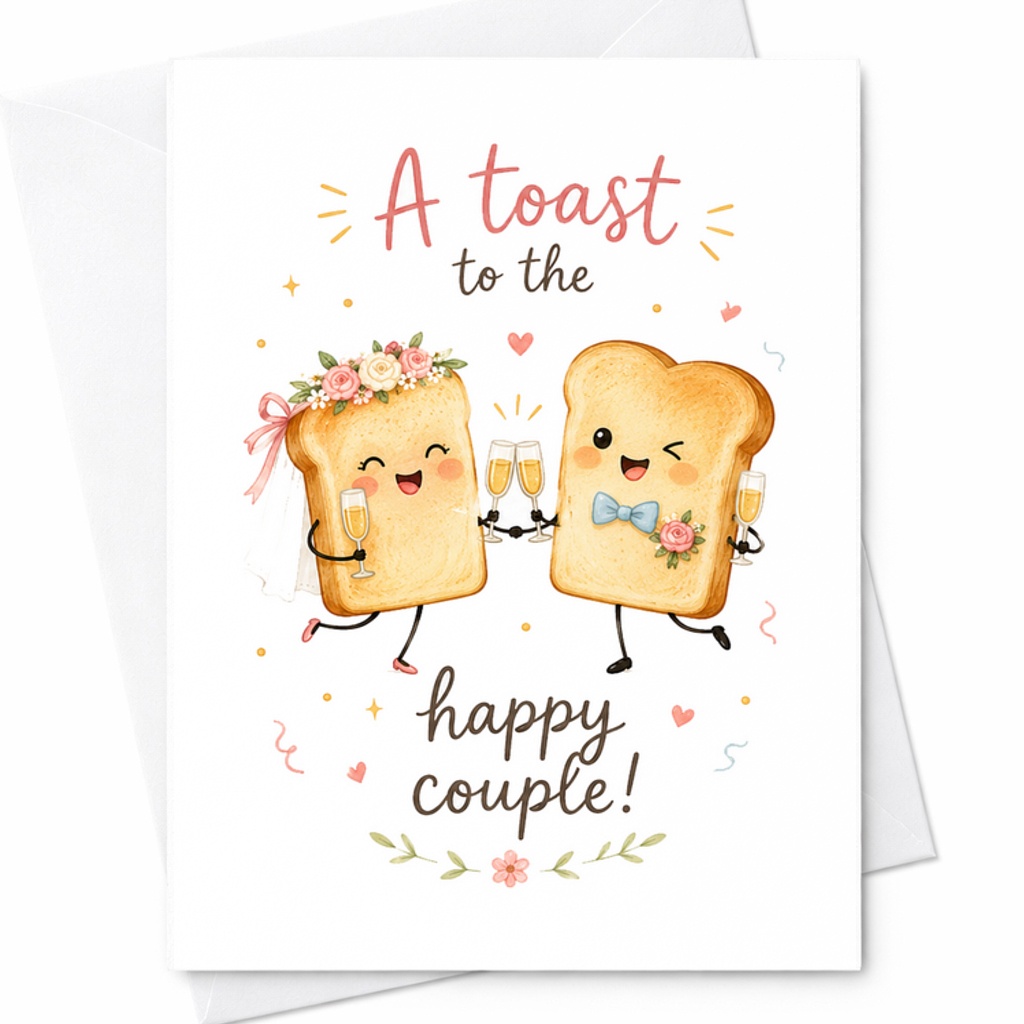 A Toast To The Happy Couple Wedding Card, Funny Wedding Congratulations Card For Bride And Groom Newlyweds C2058