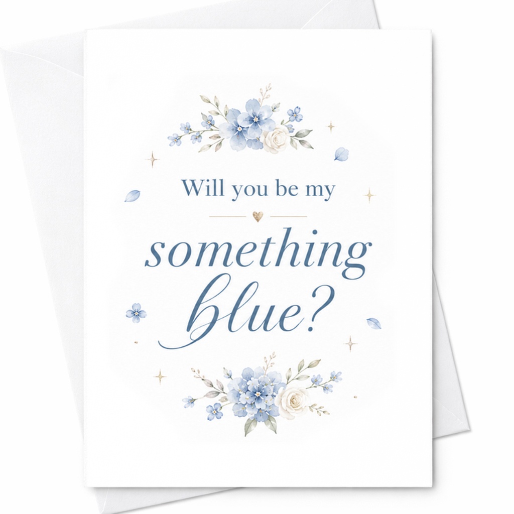 Will You Be My Something Blue Proposal Card, Bridal Party Proposal Card For Wedding Day Good Luck Charm C2049