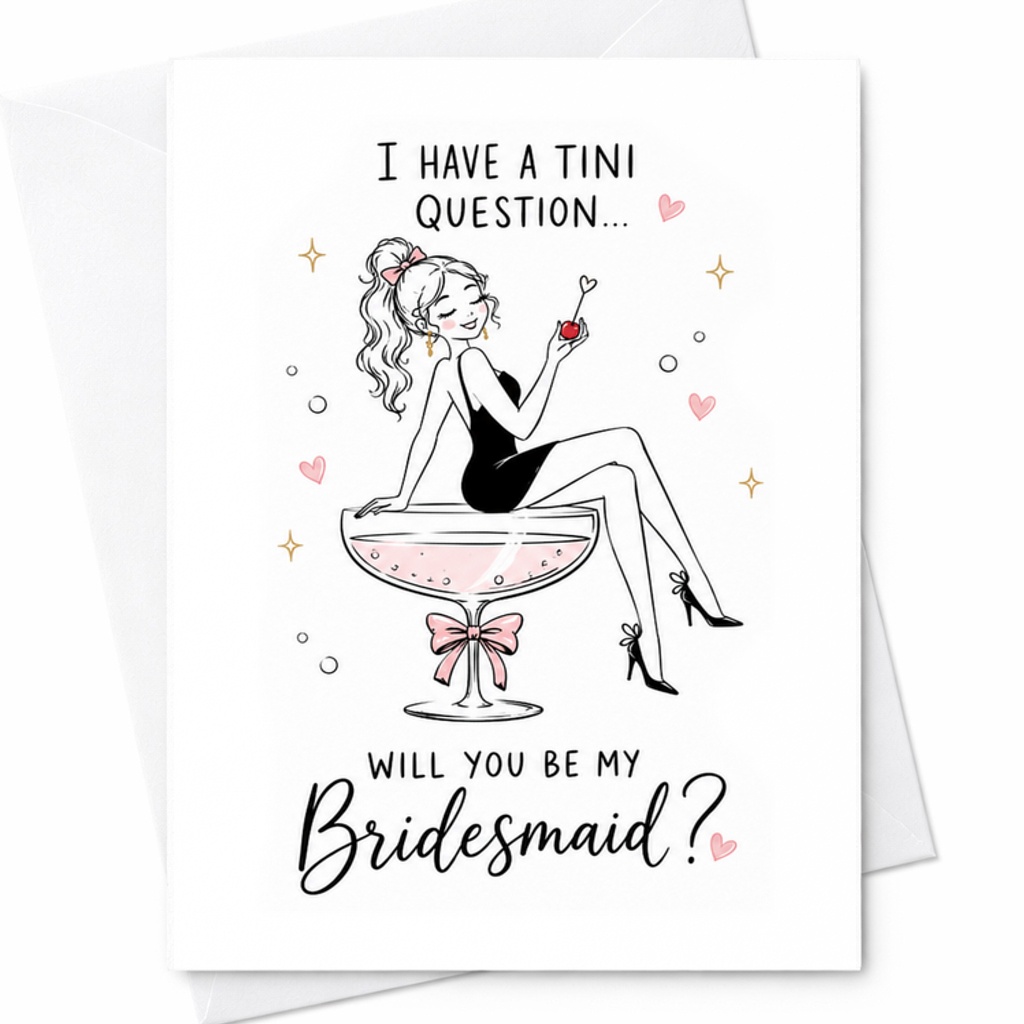 I Have A Tini Question Will You Be My Bridesmaid Card, Funny Bridesmaid Proposal For Bridal Party Best Friend C2052