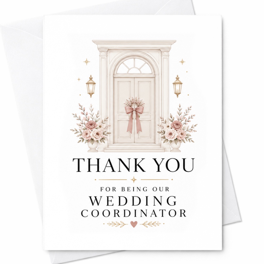 Thank You For Being Our Wedding Coordinator Card, Wedding Planner Thank You From Bride And Groom Card C2067