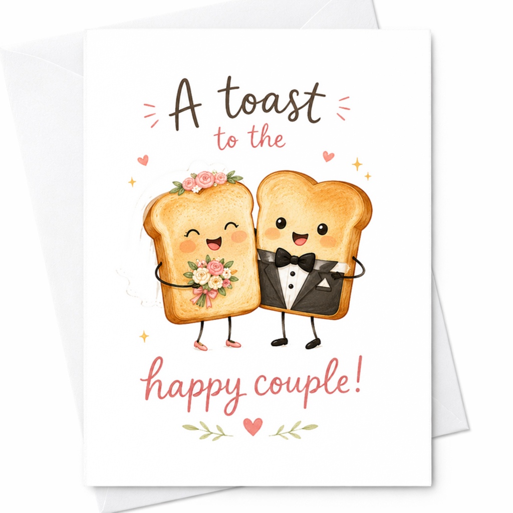 A Toast To The Happy Couple Wedding Card, Funny Wedding Congratulations Card For Newlyweds Bride And Groom C2057