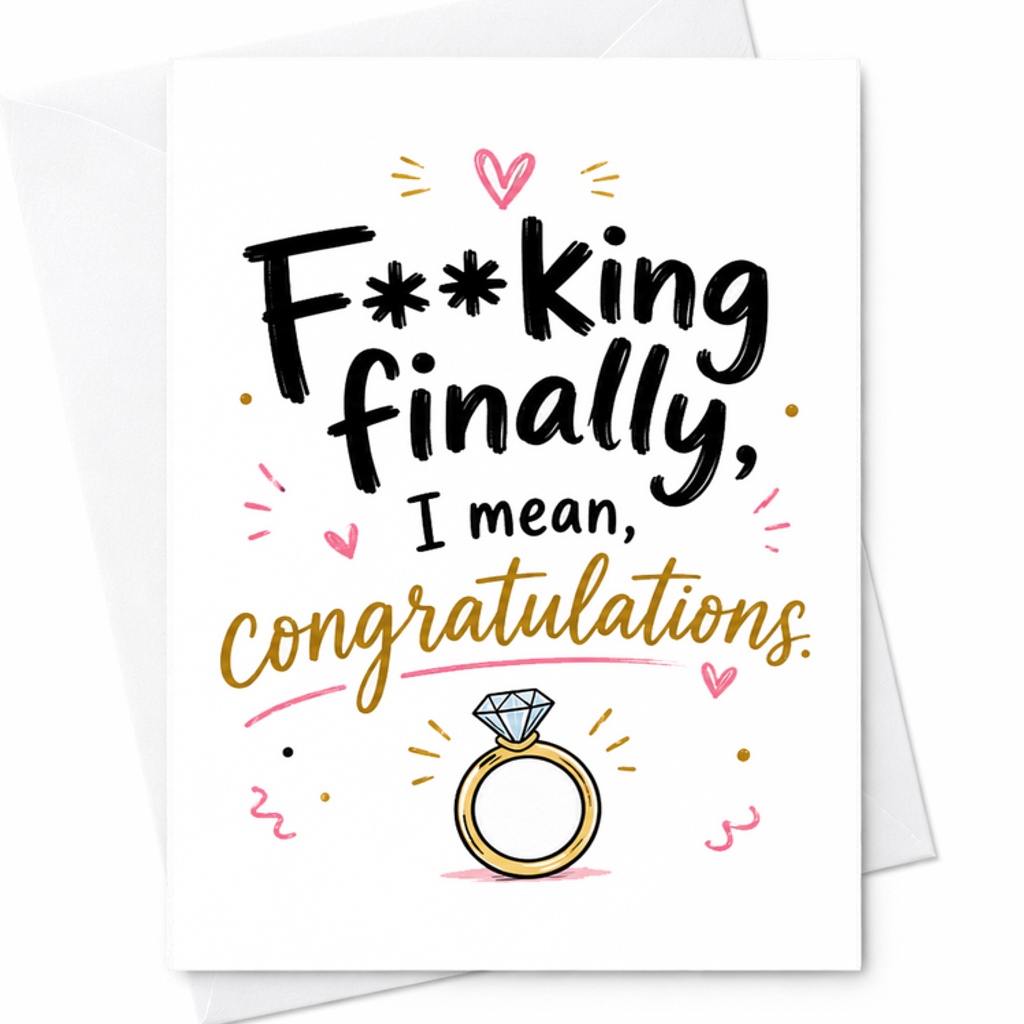 F**king Finally, I Mean, Congratulations Card, Funny Wedding Card For Newlyweds, Engagement Or Marriage C2061