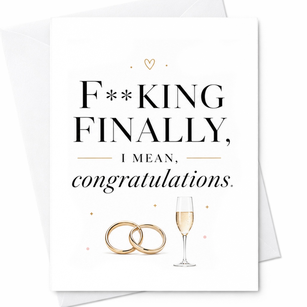 F**king Finally, I Mean, Congratulations Card, Funny Wedding Congratulations Card For Couples And Newlyweds C2063