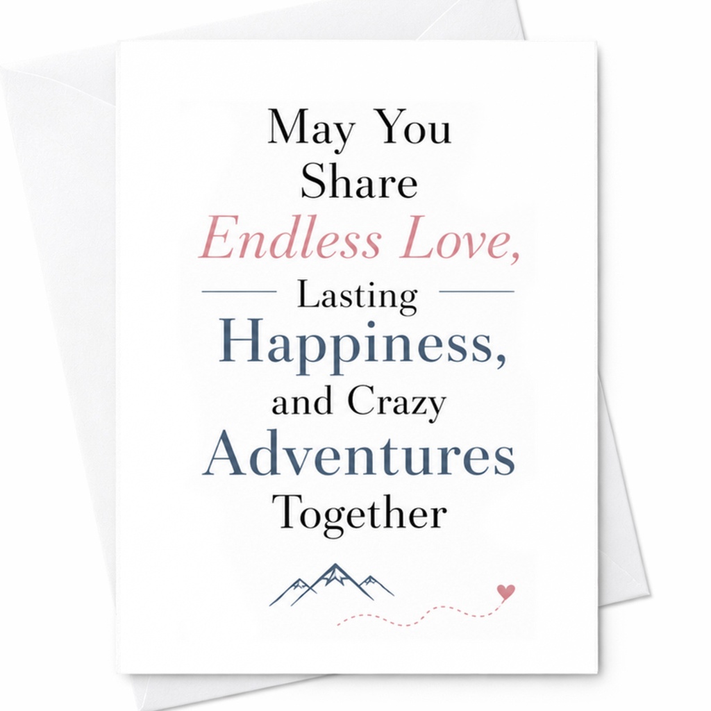 May You Share Endless Love Lasting Happiness and Crazy Adventures Together Wedding Card Anniversary Card for Couple Romantic C2071