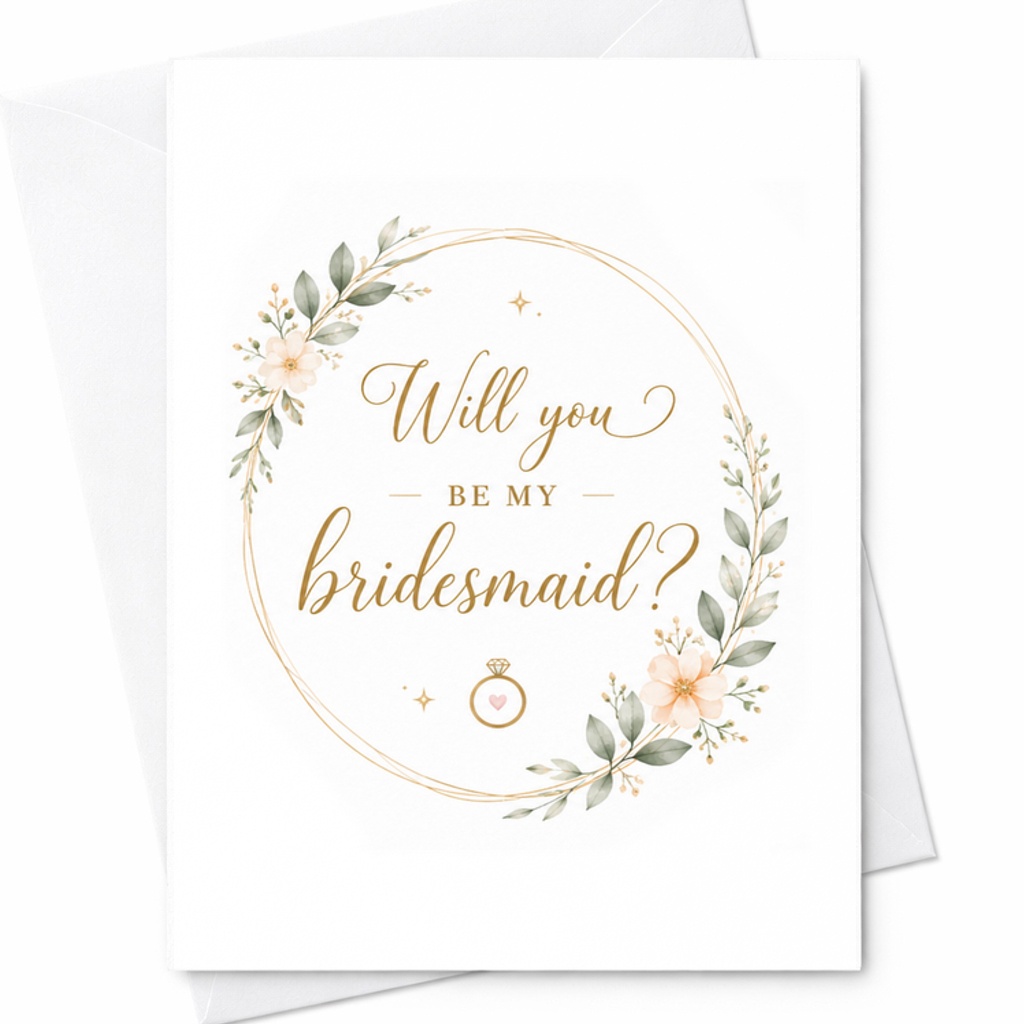 Will You Be My Bridesmaid? Elegant Wedding Proposal Card Floral Design Bridesmaid Invitation Cute Bridal Party Card C2079
