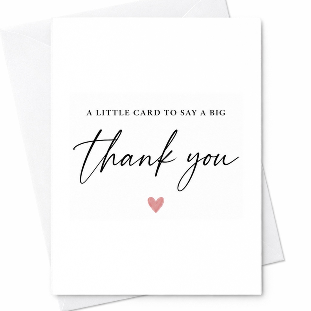 A Little Card To Say A Big Thank You Elegant Thank You Card Minimalist Design With Heart For Weddings Showers Business Parties C2076