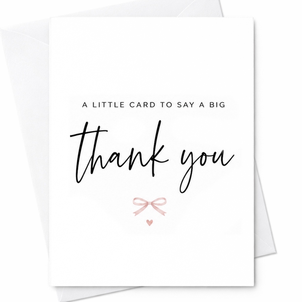 A Little Card To Say A Big Thank You Elegant Thank You Card Heart Design Appreciation Note For Wedding Baby Shower Employee C2077