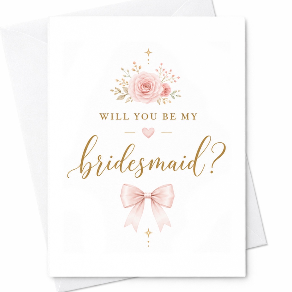 Will You Be My Bridesmaid? Elegant Wedding Proposal Card Floral Design With Bow Cute Bridesmaid Invitation Card For Bridal Party C2078