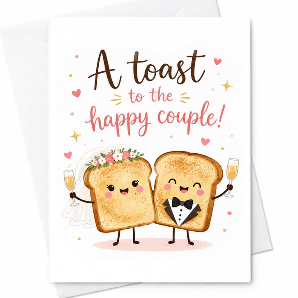 A Toast To The Happy Couple Wedding Card Cute Bride And Groom Toast Design Funny Marriage Congratulations Card For Newlyweds C2081