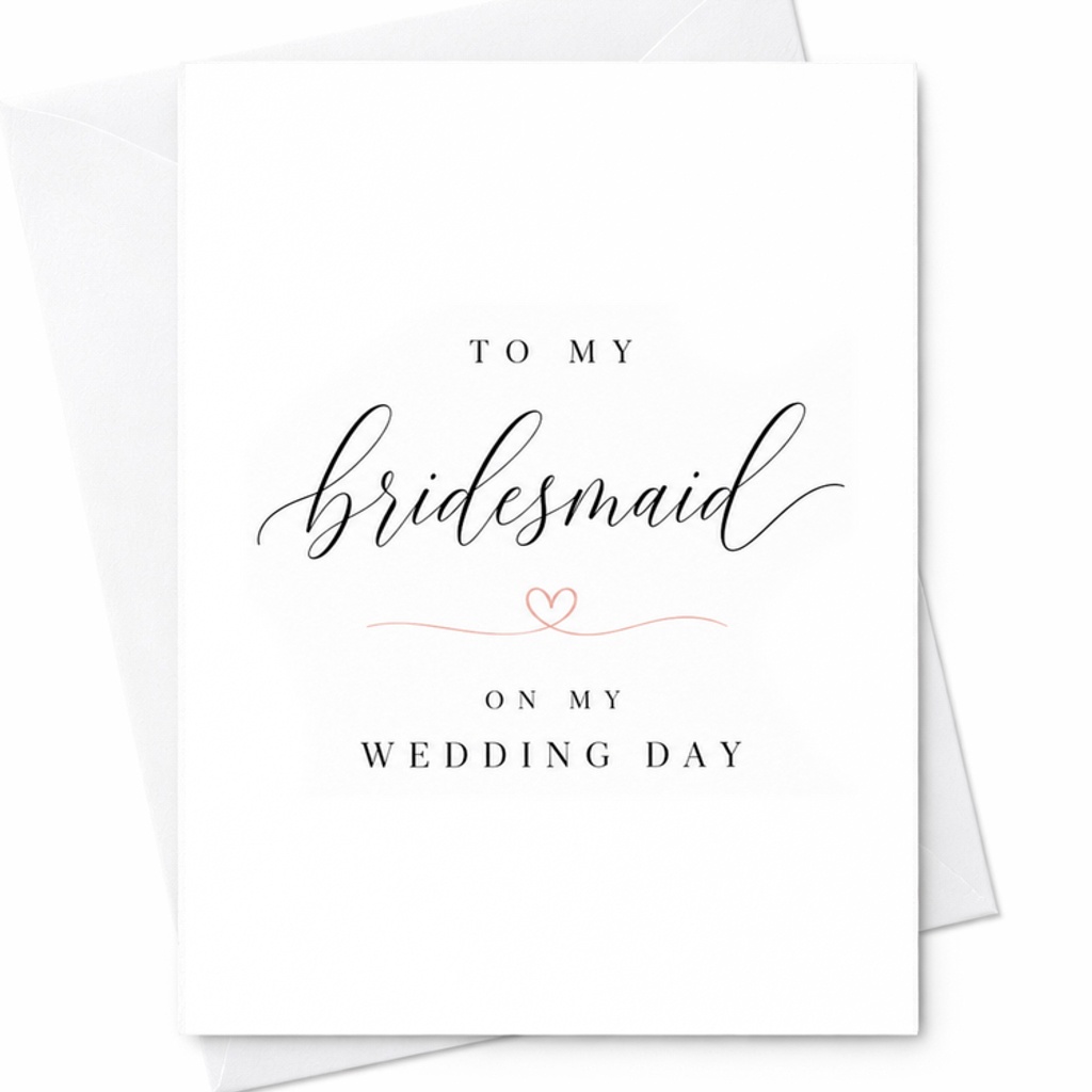 To My Bridesmaid On My Wedding Day Card Wedding Thank You Card For Bridesmaid Appreciation Bridal Party Gift Sentimental C2088