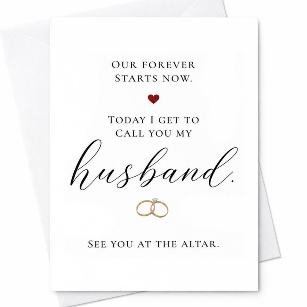 Our Forever Starts Now Today I Get To Call You My Husband Wedding Card Romantic Bride To Groom See You At The Altar C2092