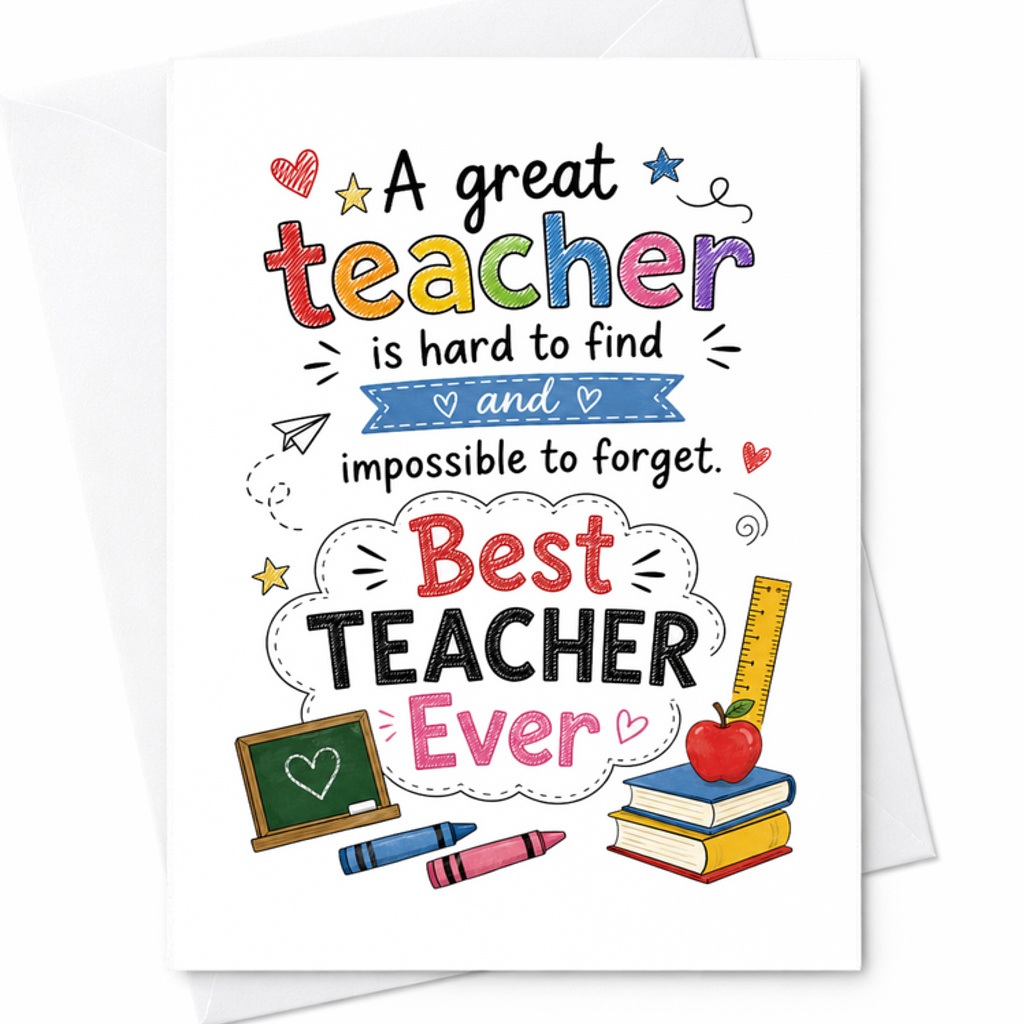A Great Teacher Is Hard To Find Best Teacher Ever Card Teacher Appreciation Card Thank You Card For Educator School Gift C2097