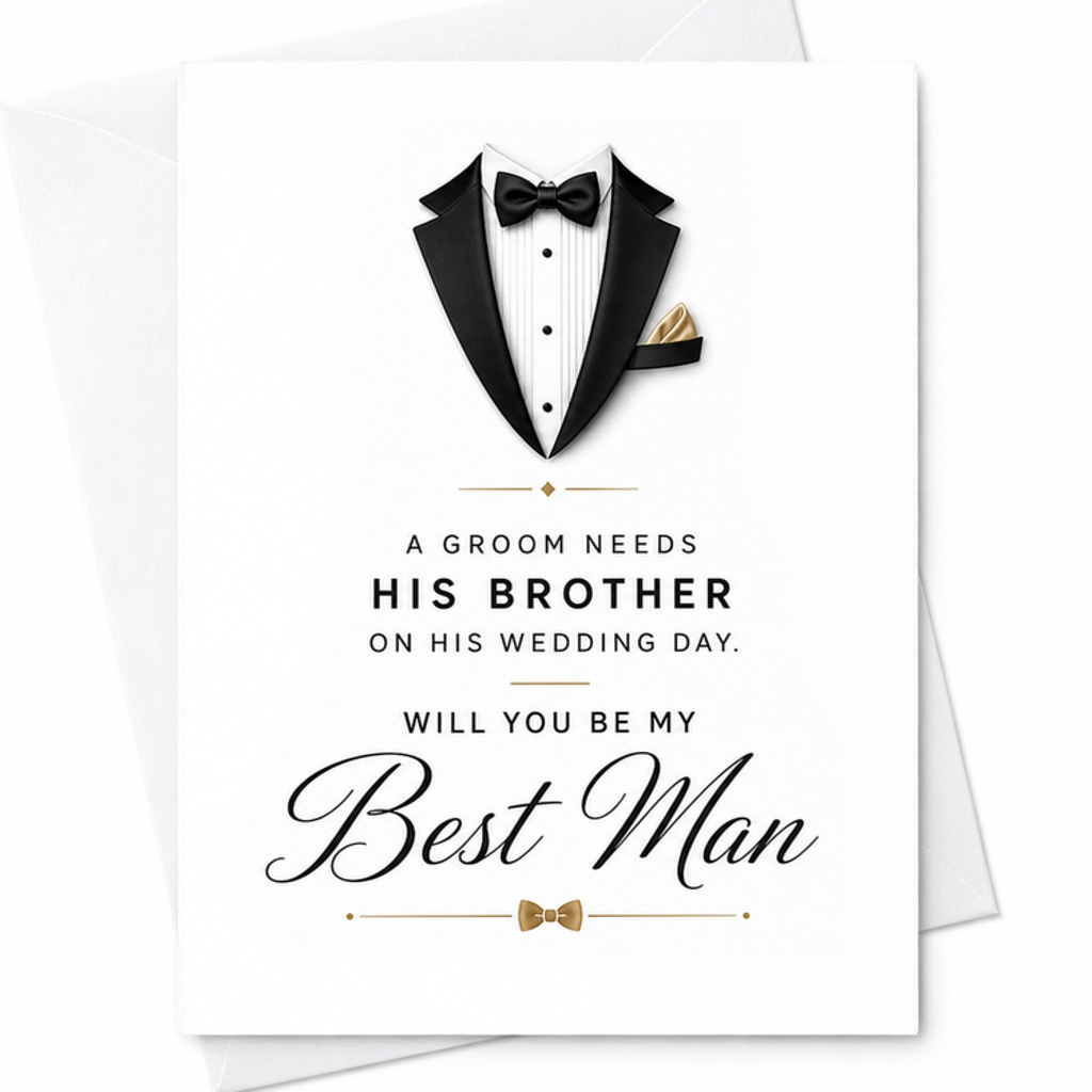A Groom Needs His Brother On His Wedding Day Will You Be My Best Man Wedding Invitation Card For Brother Groomsman Proposal C2086