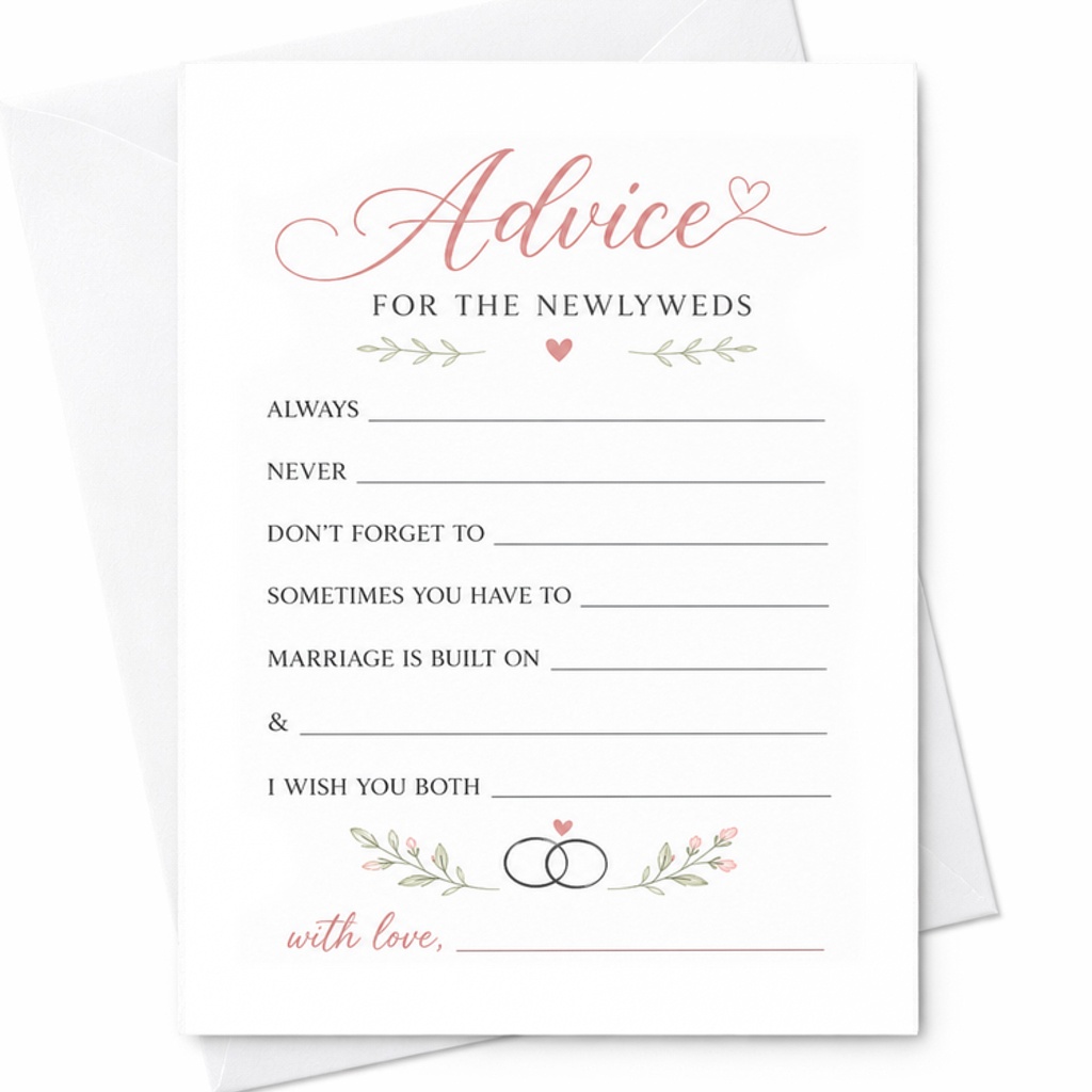 Advice For The Newlyweds Bridal Shower Game Cards Fun Wedding Activity Engagement Party Newlywed Advice Keepsake C2090