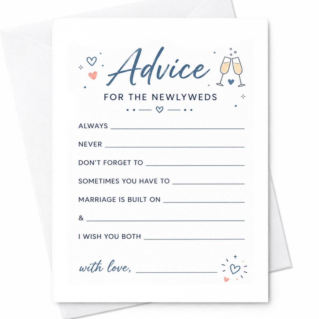 Advice For The Newlyweds Wedding Card Cute Marriage Advice Card For Bride And Groom Engagement Party Keepsake Gift C2091
