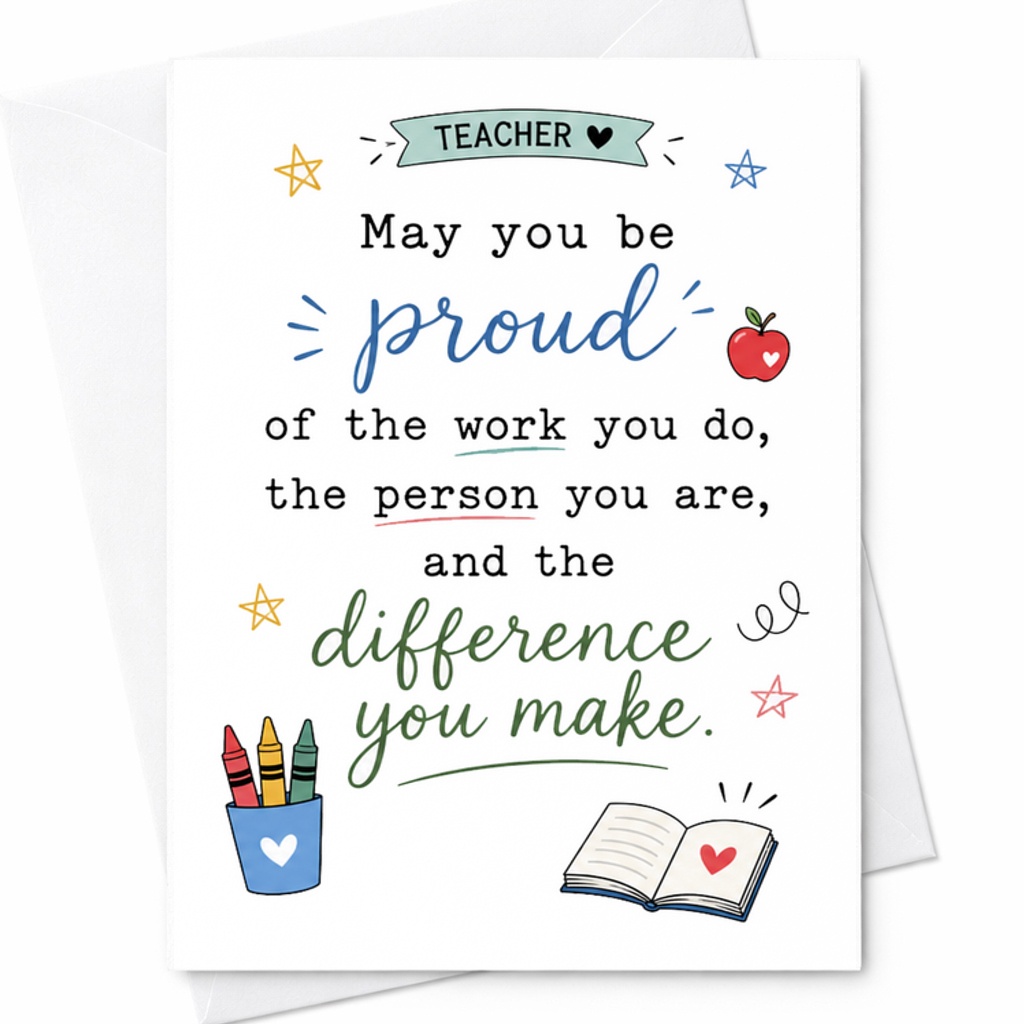 May You Be Proud Of The Work You Do Teacher Appreciation Card Thank You Card For Teachers Inspirational Greeting Card C2105