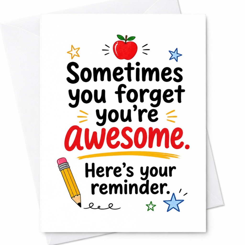 Sometimes You Forget You're Awesome Here's Your Reminder Card Teacher Appreciation Card Thank You Gift For Teachers C2102