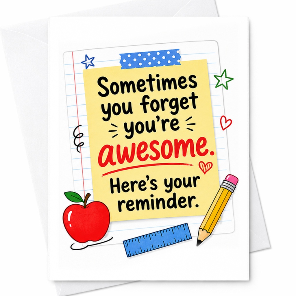 Sometimes You Forget You're Awesome Here's Your Reminder Card Teacher Appreciation Card Thank You Card For Teachers C2103
