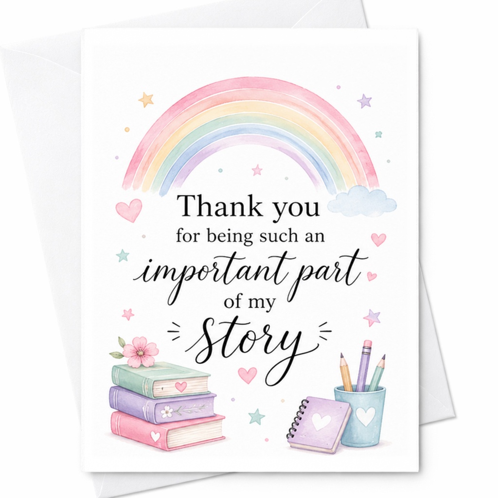 Thank You For Being Such An Important Part Of My Story Card Sweet Appreciation Card For Friend Teacher Mentor Gratitude Card C2119