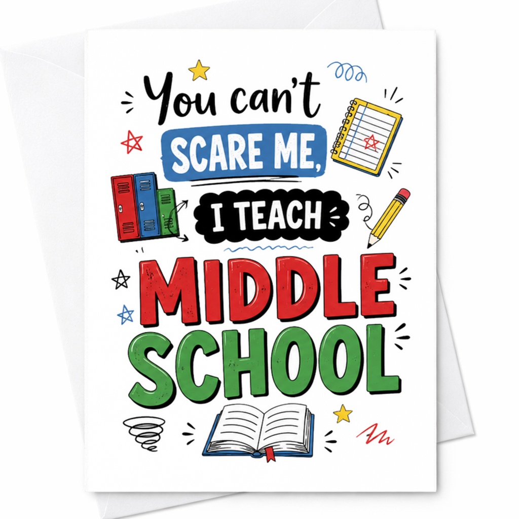 You Can't Scare Me I Teach Middle School Funny Teacher Appreciation Card Perfect For Middle School Teachers Gift C2115