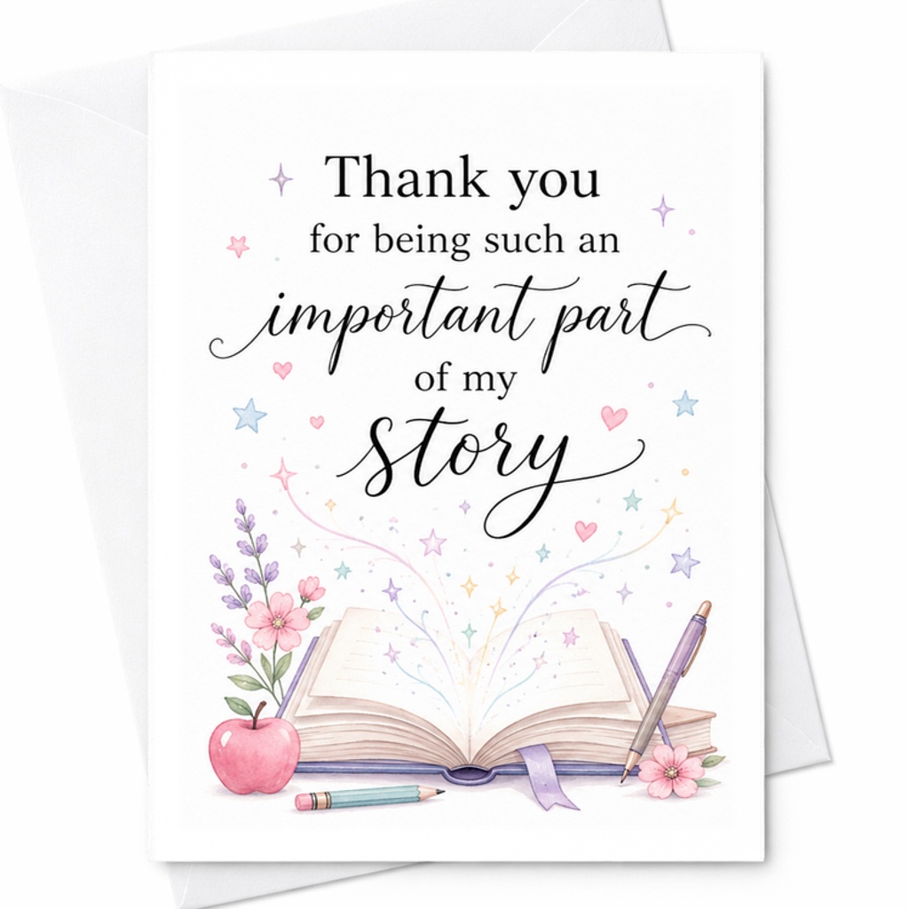 Thank You For Being Such An Important Part Of My Story Card Teacher Appreciation Nursery Preschool Childminder Gift Sweet C2118