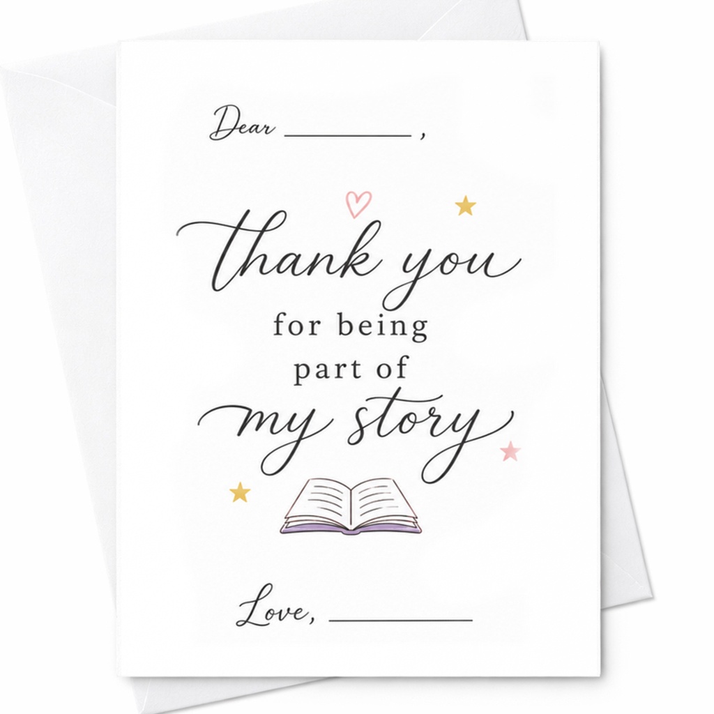 Dear [Name], Thank You For Being Part Of My Story Teacher Appreciation Card Gift For Teacher Customizable Thank You Card C2142
