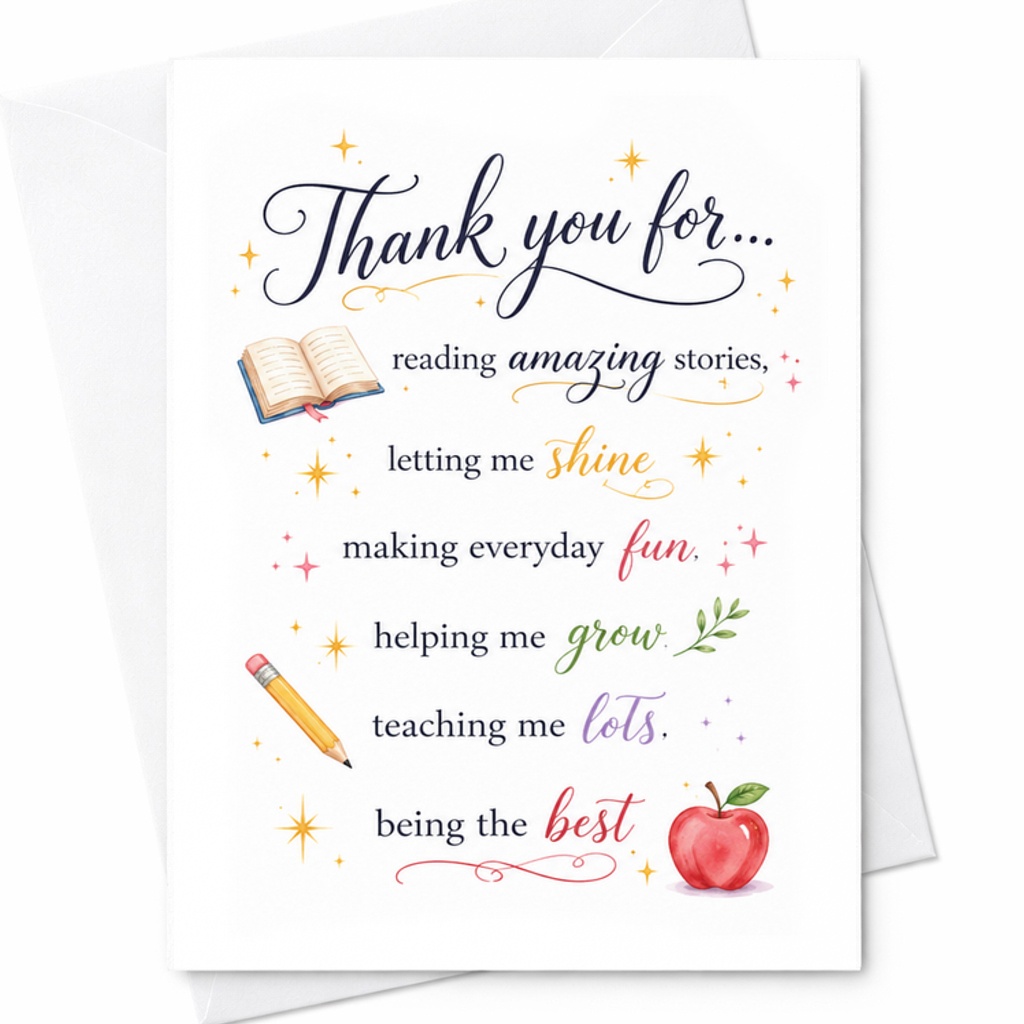 Thank You For Reading Amazing Stories Teacher Appreciation Card Gratitude Card End Of Semester Gift For Teachers Christmas C2128
