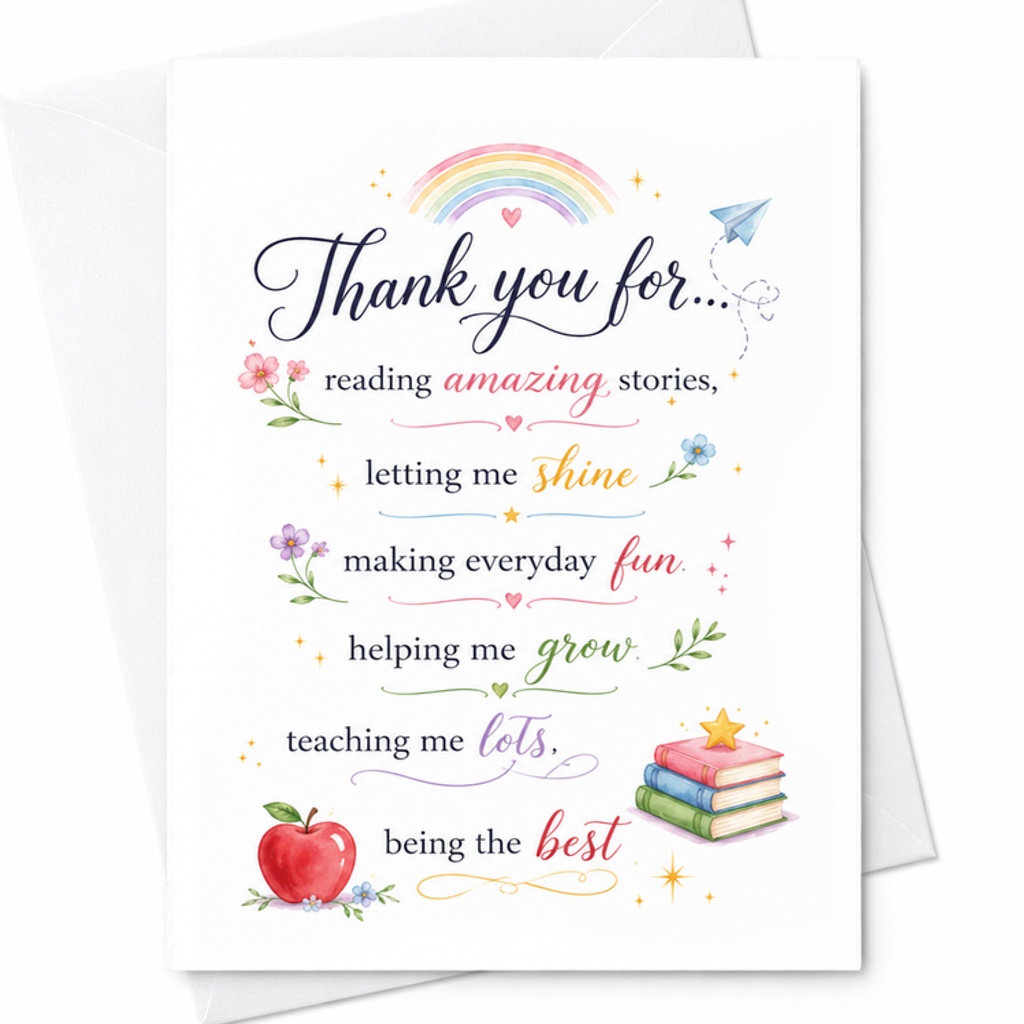 Thank You For Reading Amazing Stories Teacher Appreciation Card Cute Thank You Card For Teacher End Of Year Gift C2129