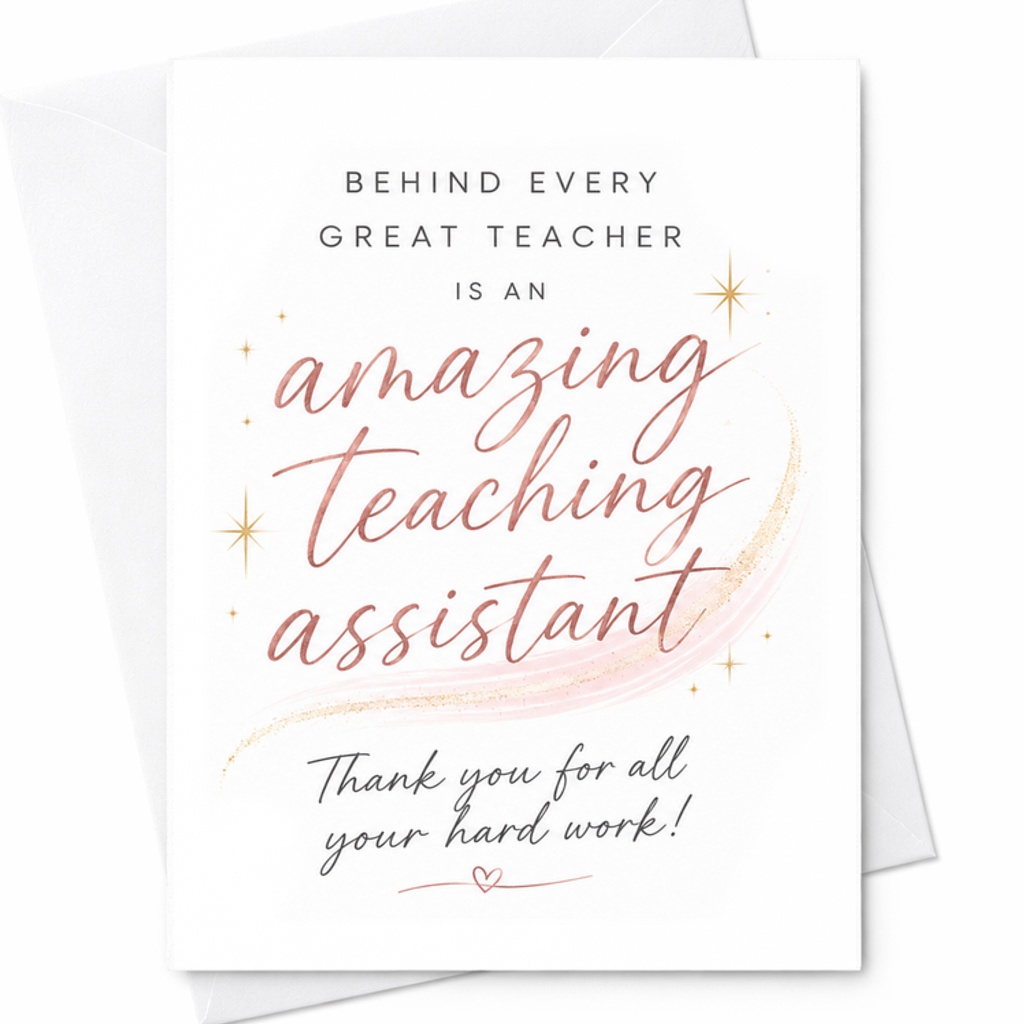 Behind Every Great Teacher Is An Amazing Teaching Assistant Thank You Card Appreciation Gift For Teaching Assistant Gratitude C2131