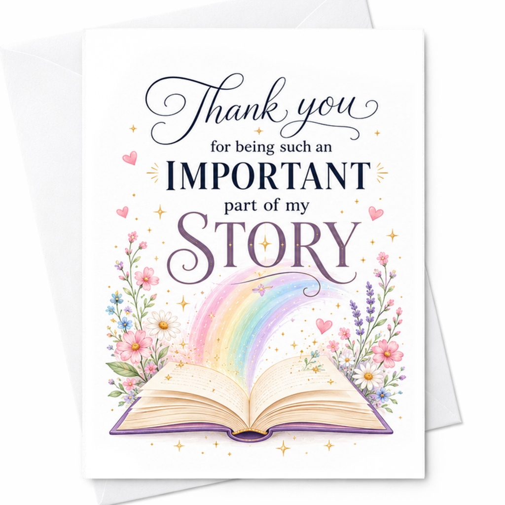 Thank You For Being Such An Important Part Of My Story Card Encouragement Card Gratitude Card Appreciation Card For Friends Family C2134