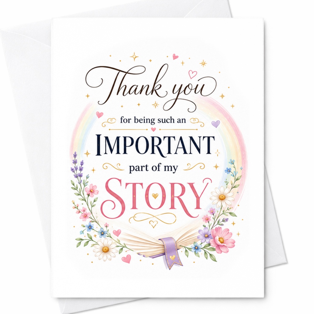 Thank You For Being Such An Important Part Of My Story Card Sentimental Thank You Card For Friend Family Appreciation Greeting C2135
