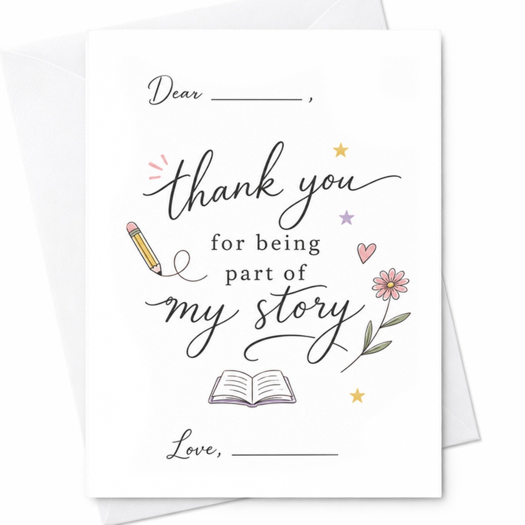 Thank You For Being Part Of My Story Sentimental Thank You Card Personalized Appreciation Card For Friend Teacher Family C2143