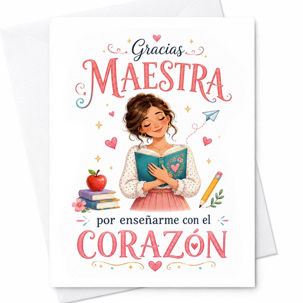 Gracias Maestra Por Enseñarme Con El Corazón Spanish Teacher Appreciation Card Thank You Card For Educators Cute Teacher Gift C2148