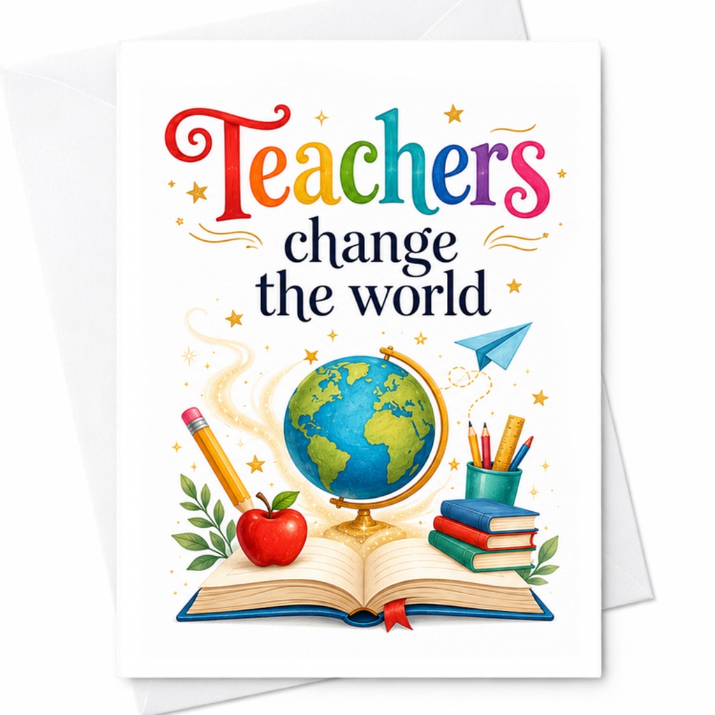 Teachers Change The World Inspirational Teacher Appreciation Card Thank You Card For Educators End Of Year Gift Idea C2150