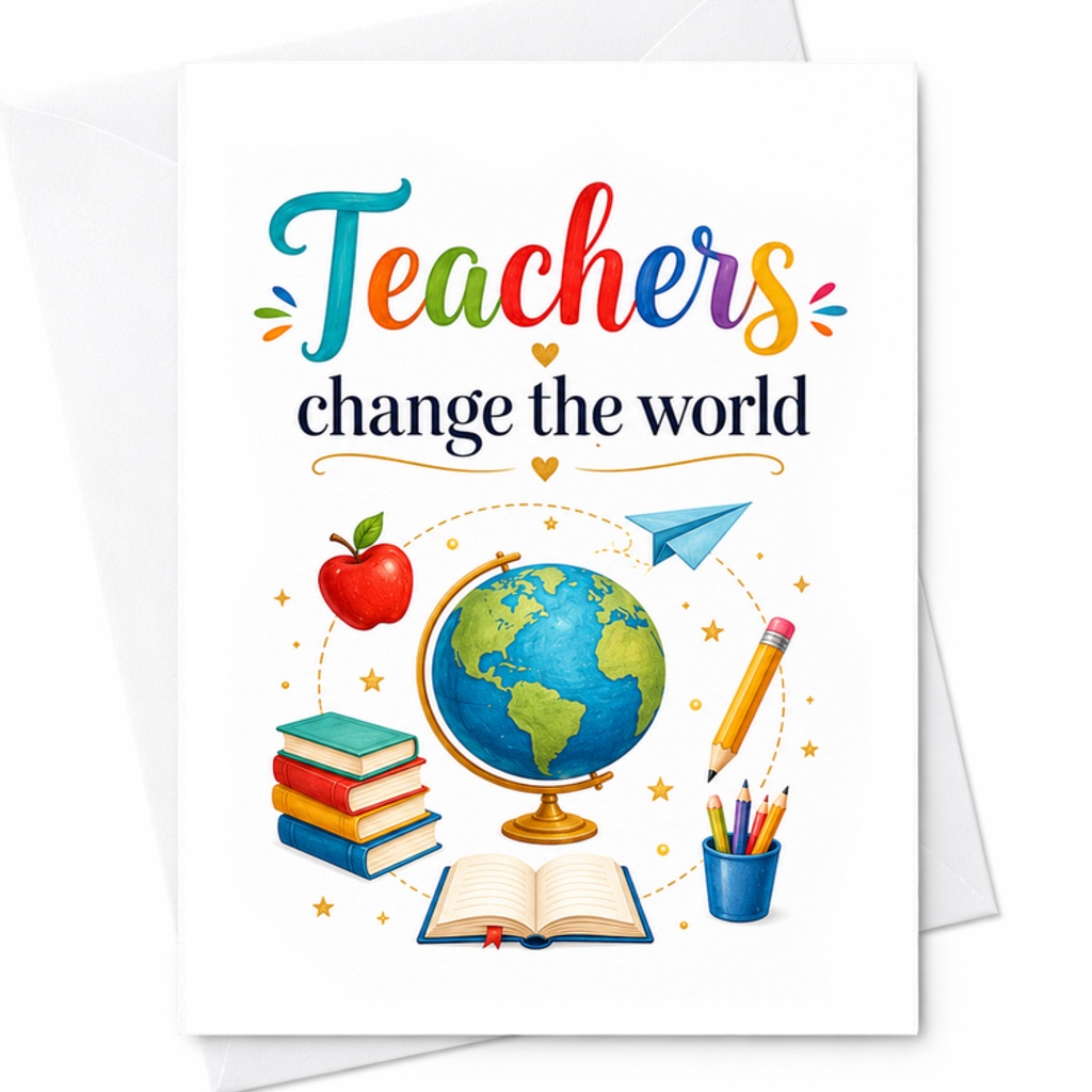 Teachers Change The World Inspirational Thank You Card Teacher Appreciation Card Perfect For End Of School Year Gift C2151