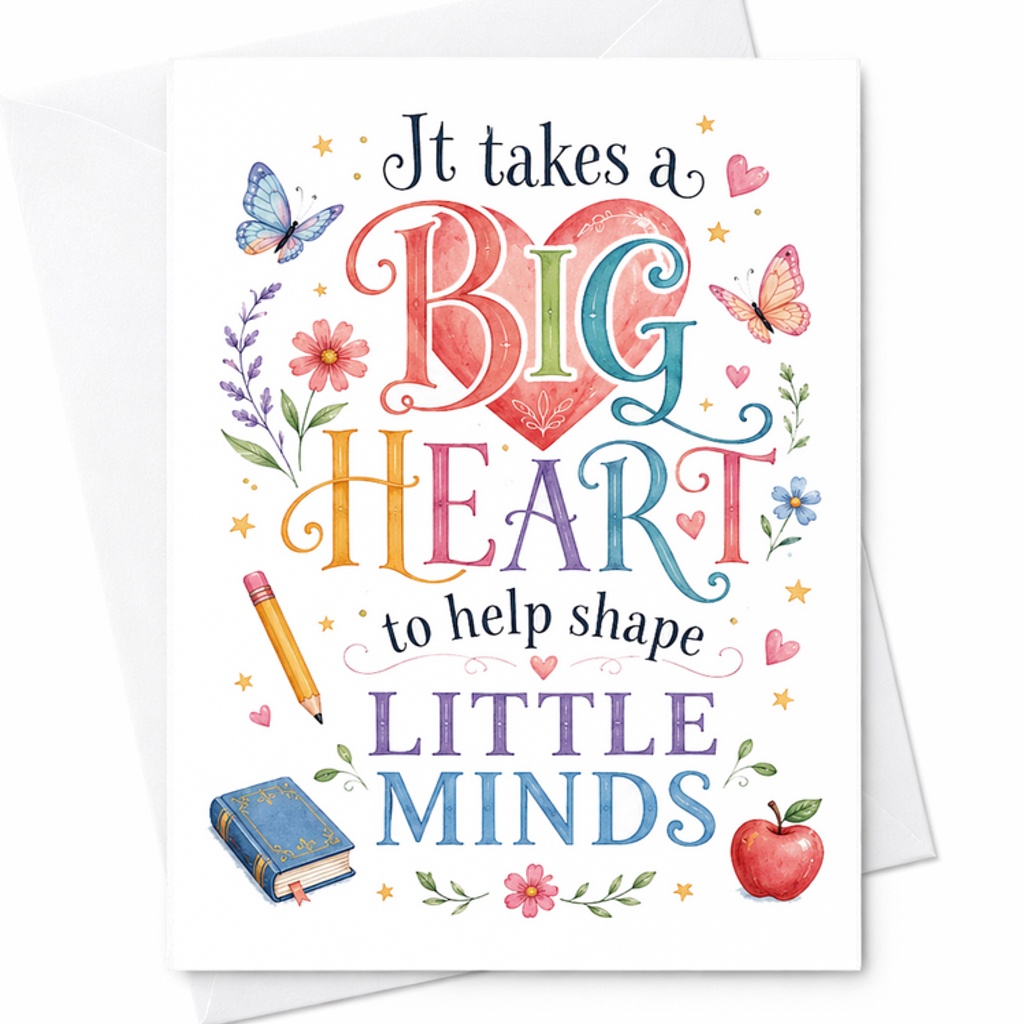 It Takes A Big Heart To Help Shape Little Minds Teacher Appreciation Card Thank You Card For Teacher End Of Year Gift C2154
