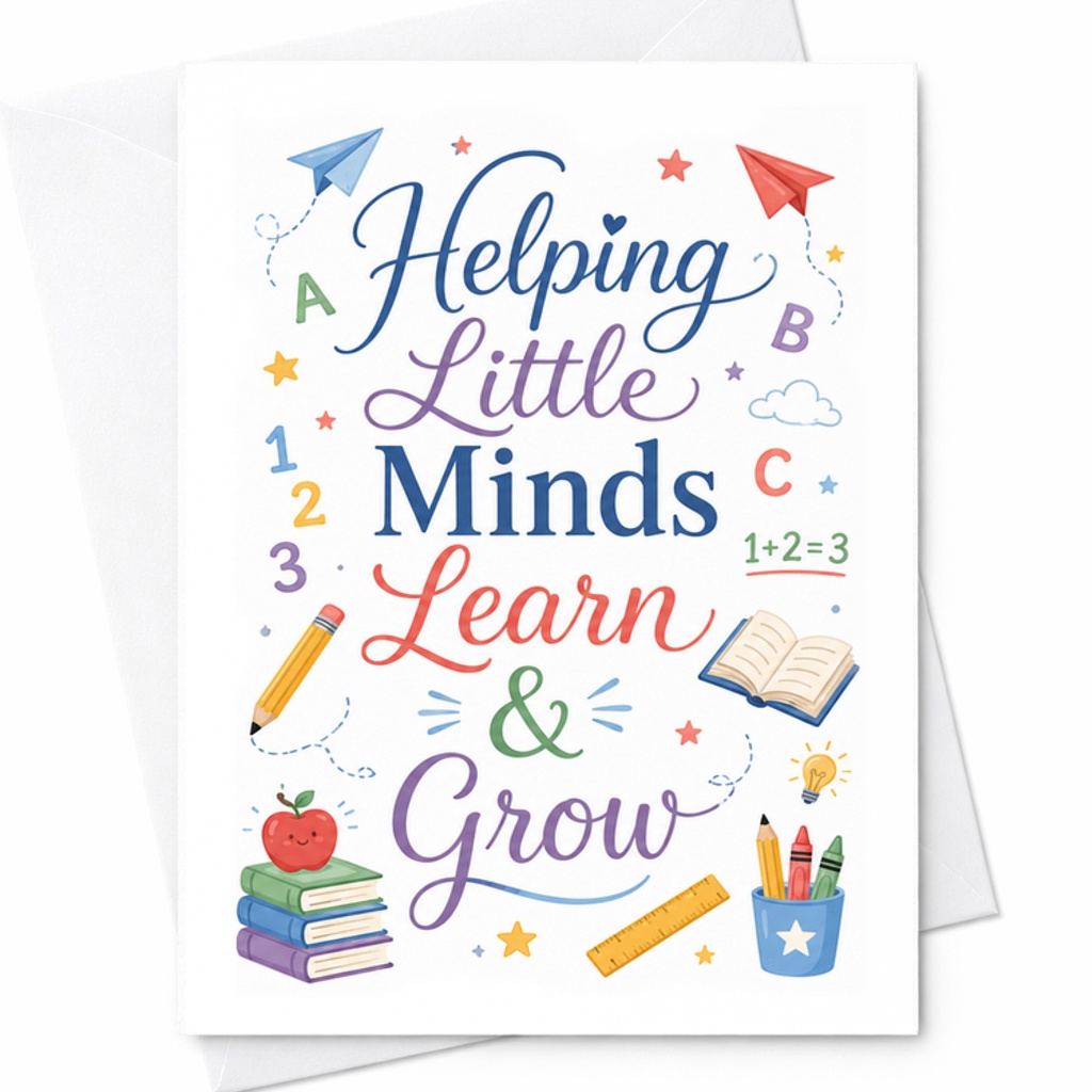 Helping Little Minds Learn & Grow Teacher Appreciation Card Cute Thank You Card For Educators School Classroom Gift C2157