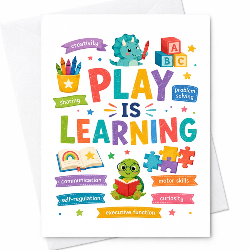 PLAY IS LEARNING Educational Greeting Card Teacher Appreciation Card Classroom Decor Kids Learning Fun Creative Teaching Tools C2176