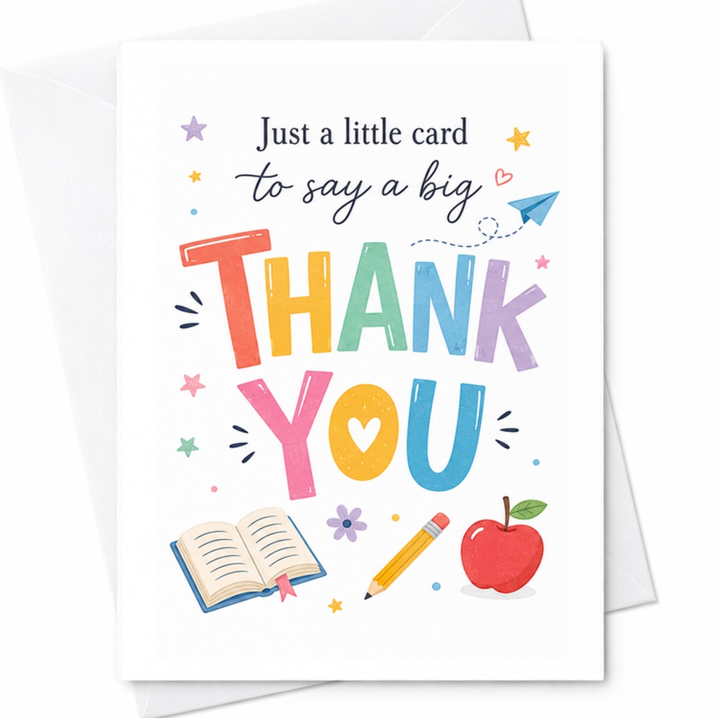 Just A Little Card To Say A Big Thank You Cute Thank You Card Teacher Appreciation Card For Her Friend Gratitude Card With Envelop C2192
