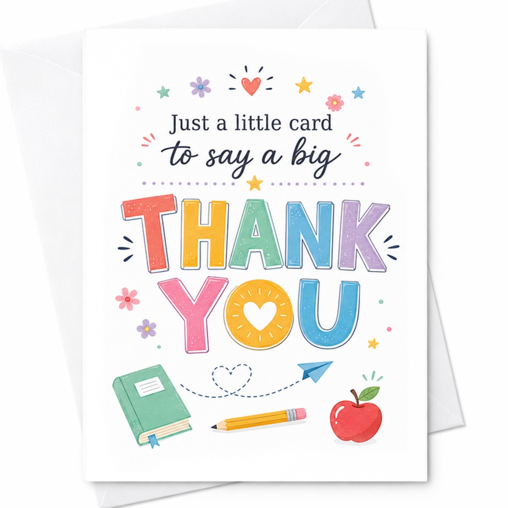 Just A Little Card To Say A Big Thank You Cute Thank You Card Appreciation Greeting Card For Teacher Friend Coworker Gratitude C2193