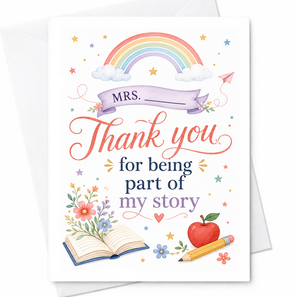 Thank You For Being Part Of My Story Teacher Appreciation Card Gratitude Card For Mentor Coach Professor From Student Parent C2196